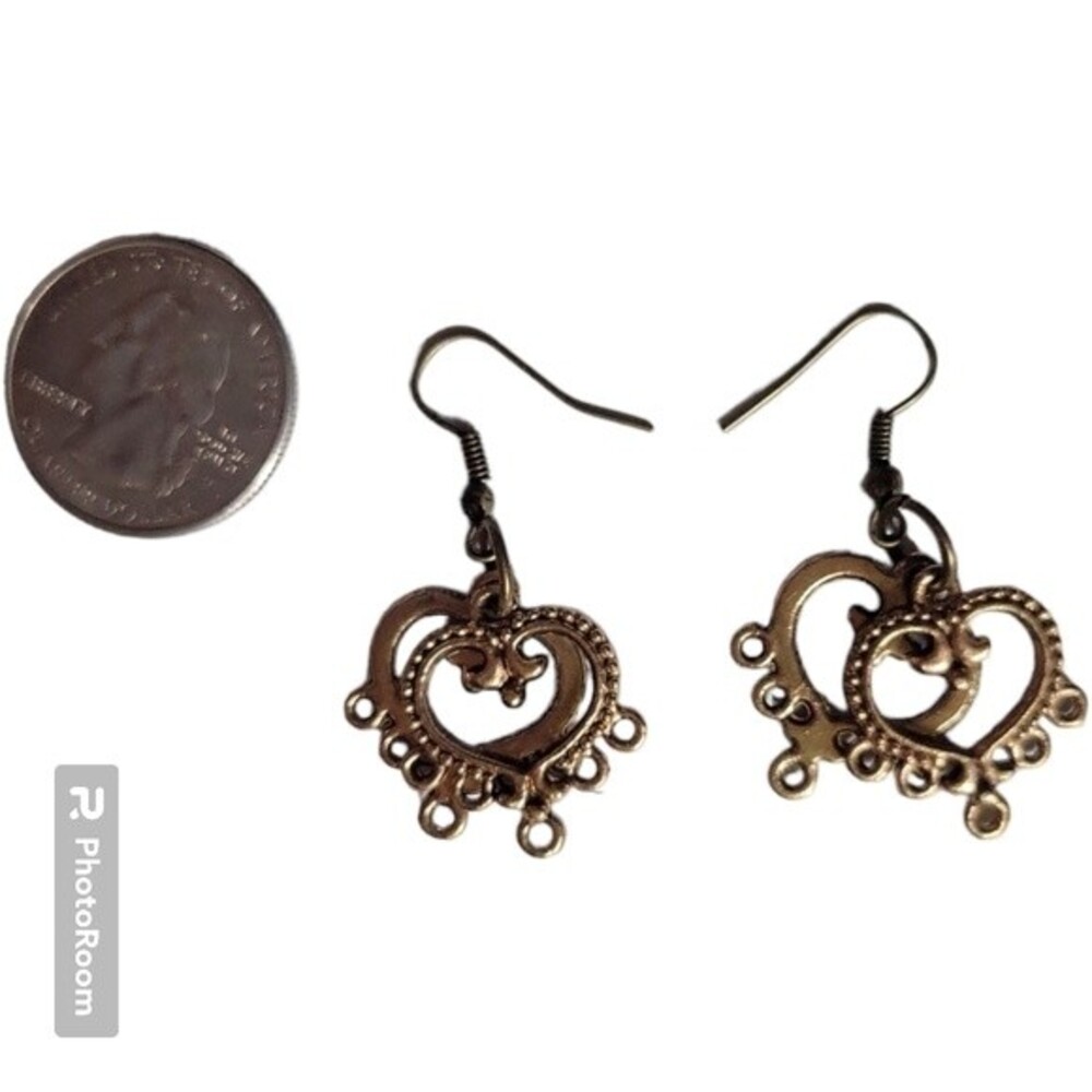 HANDMADE DOUBLE HEART EARRINGS - Picture 3 of 3